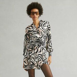 by Anthropologie Graphic Print Faux Wrap Mini Dress Size 10P